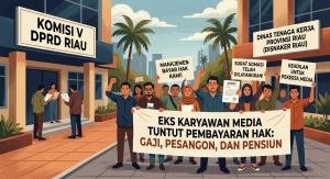 50 Eks Karyawan Riau Pos Group Adukan Dugaan Pelanggaran Hak ke Disnaker Riau, Tuntut Rp7,82 Miliar Dibayar